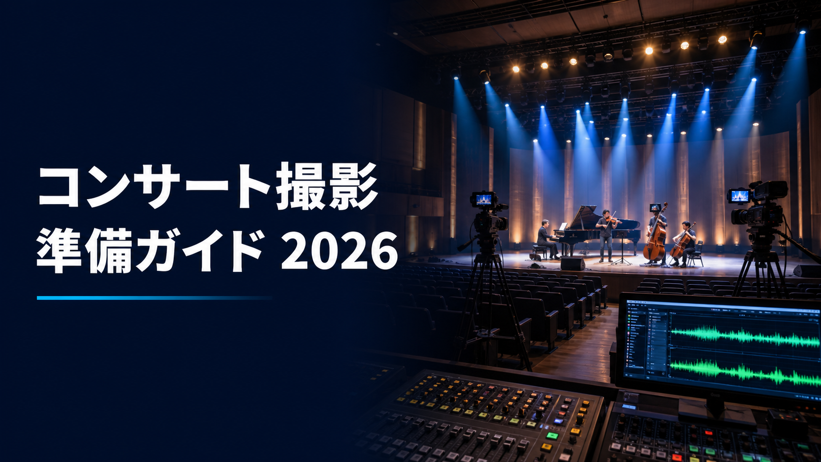 コンサートホールでの複数カメラ撮影と音声収録の準備風景